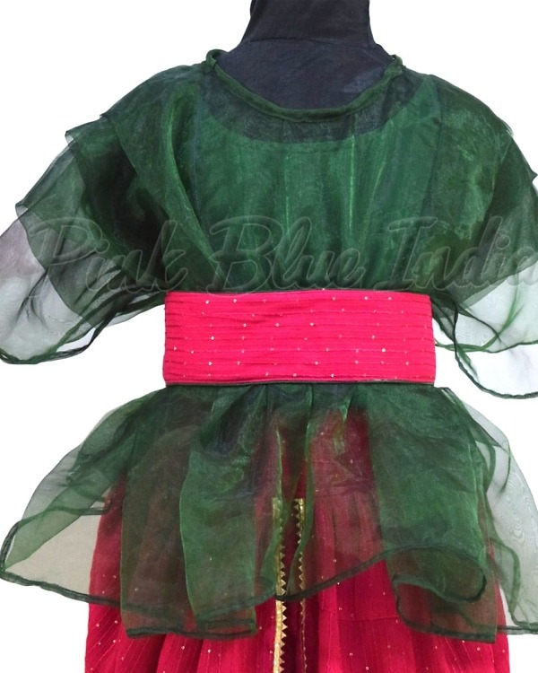 Green organza indo-western top with dhoti, baby girls, festive & stylish