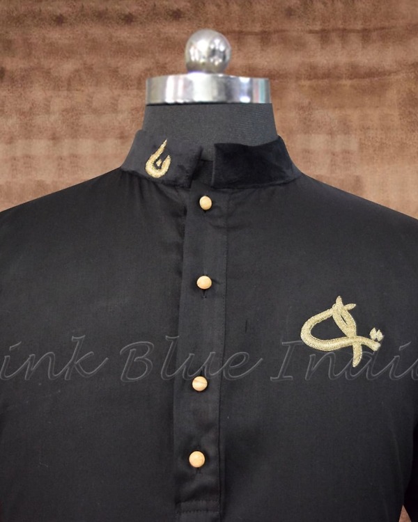 Kids black kurta salwar set, stylish Eid and Ramadan celebration wear