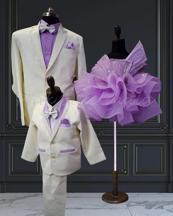 Lavender family matching outfits, ideal for weddings and celebrations