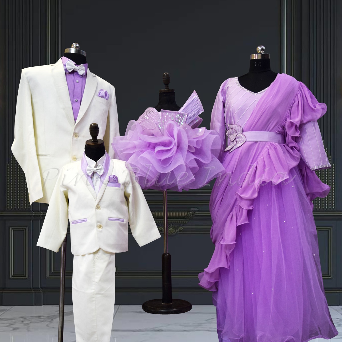 Elegant lavender family matching outfits, perfect for celebrations
