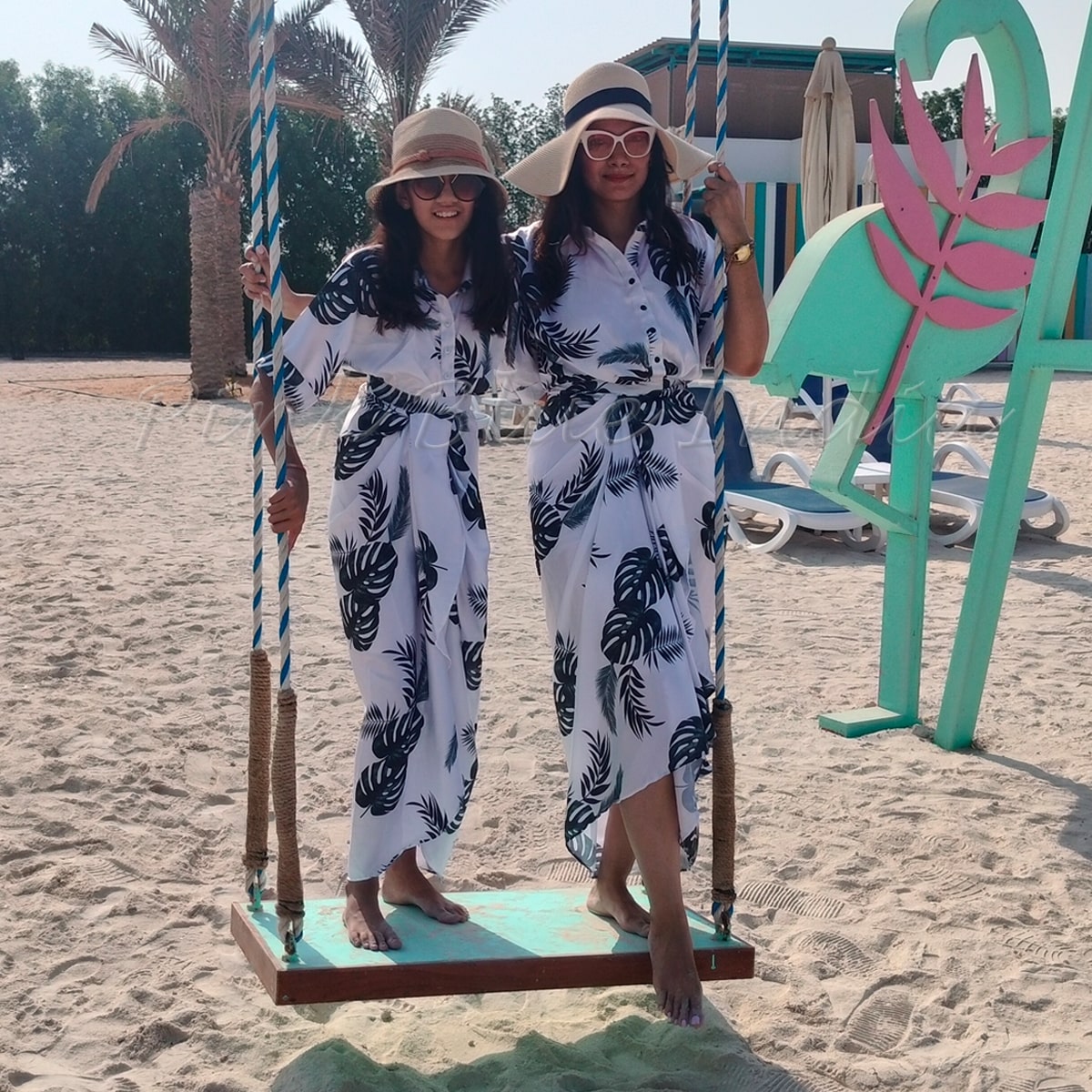 Mom daughter matching beach outfits, holiday wear, breezy & stylish