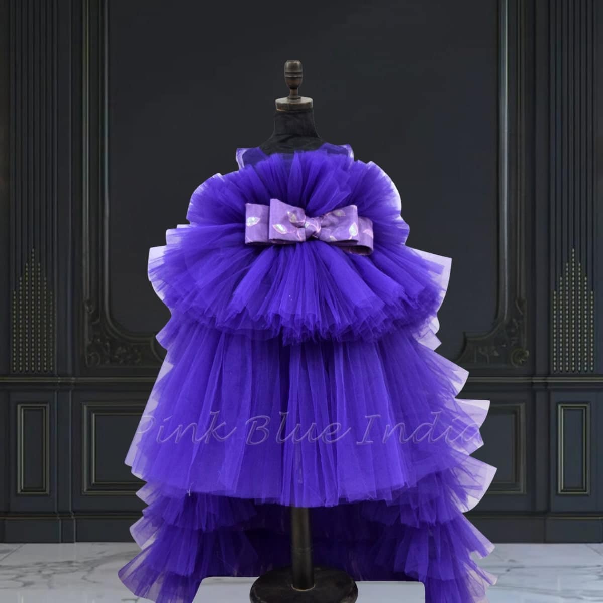 Girls purple birthday gown, high-low design, festive & cute