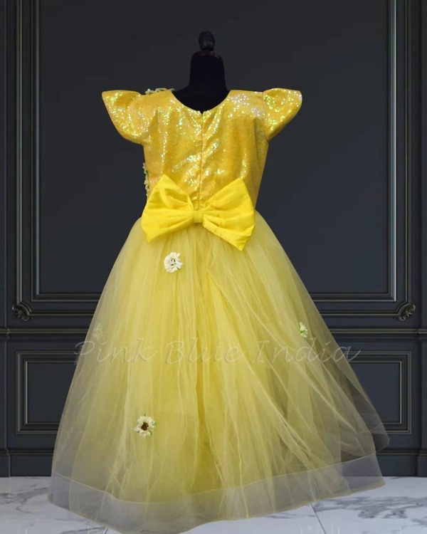 Baby girl sunflower party dress, birthday wear, bright & playful style