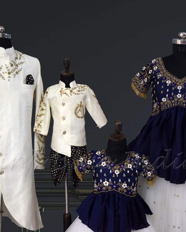 Family matching wedding outfits, Indian ethnic wear, festive & stylish look
