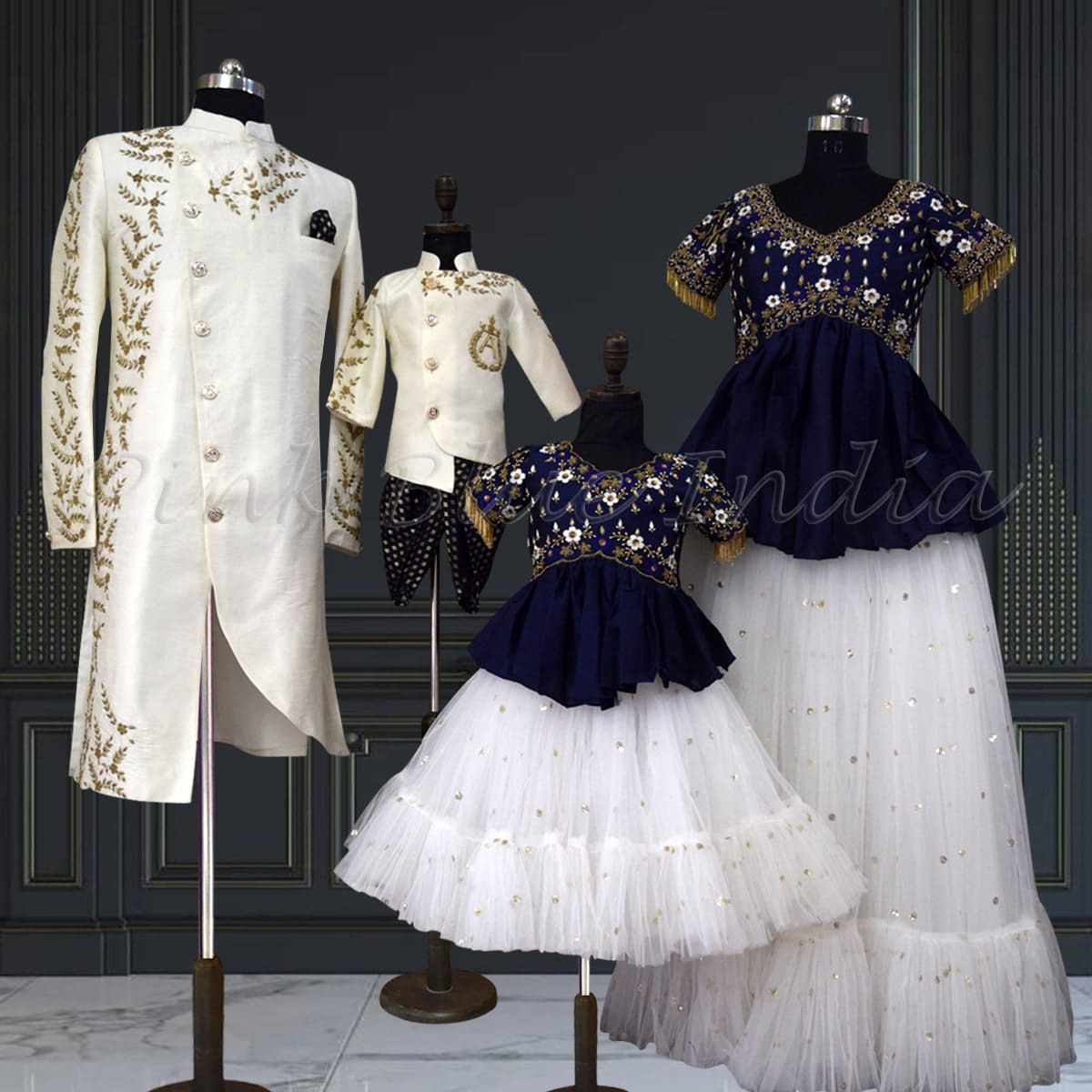 Coordinated family ethnic outfits for weddings, traditional style, elegant & festive