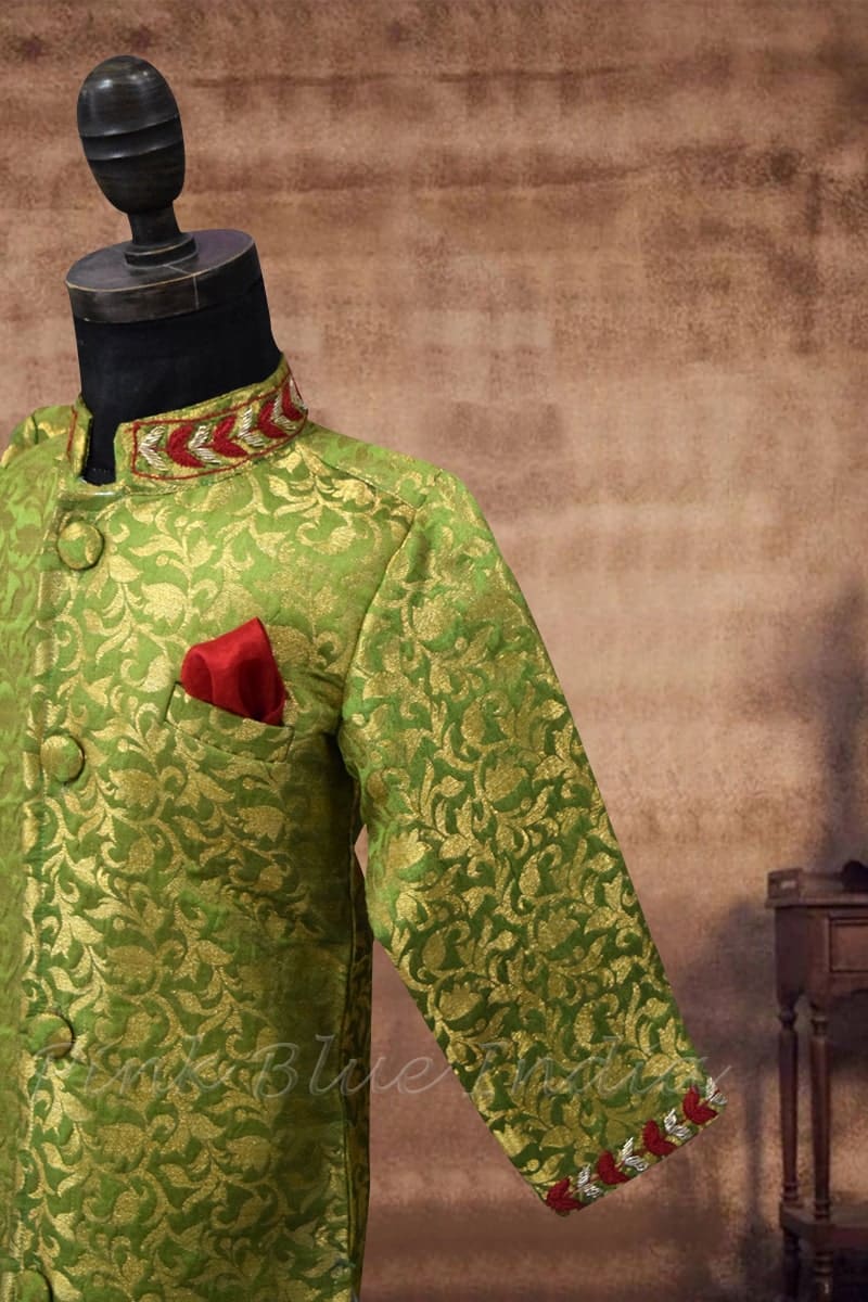 Green wedding sherwani for men, traditional wear, stylish & royal
