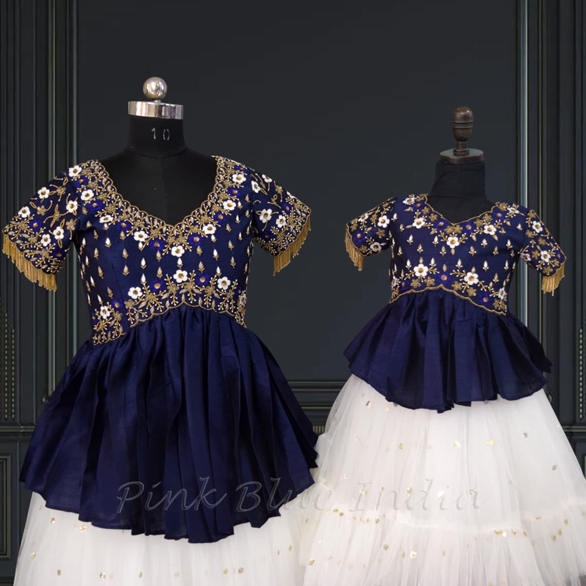 Mother-daughter wedding combo, peplum top skirt set, elegant & charming