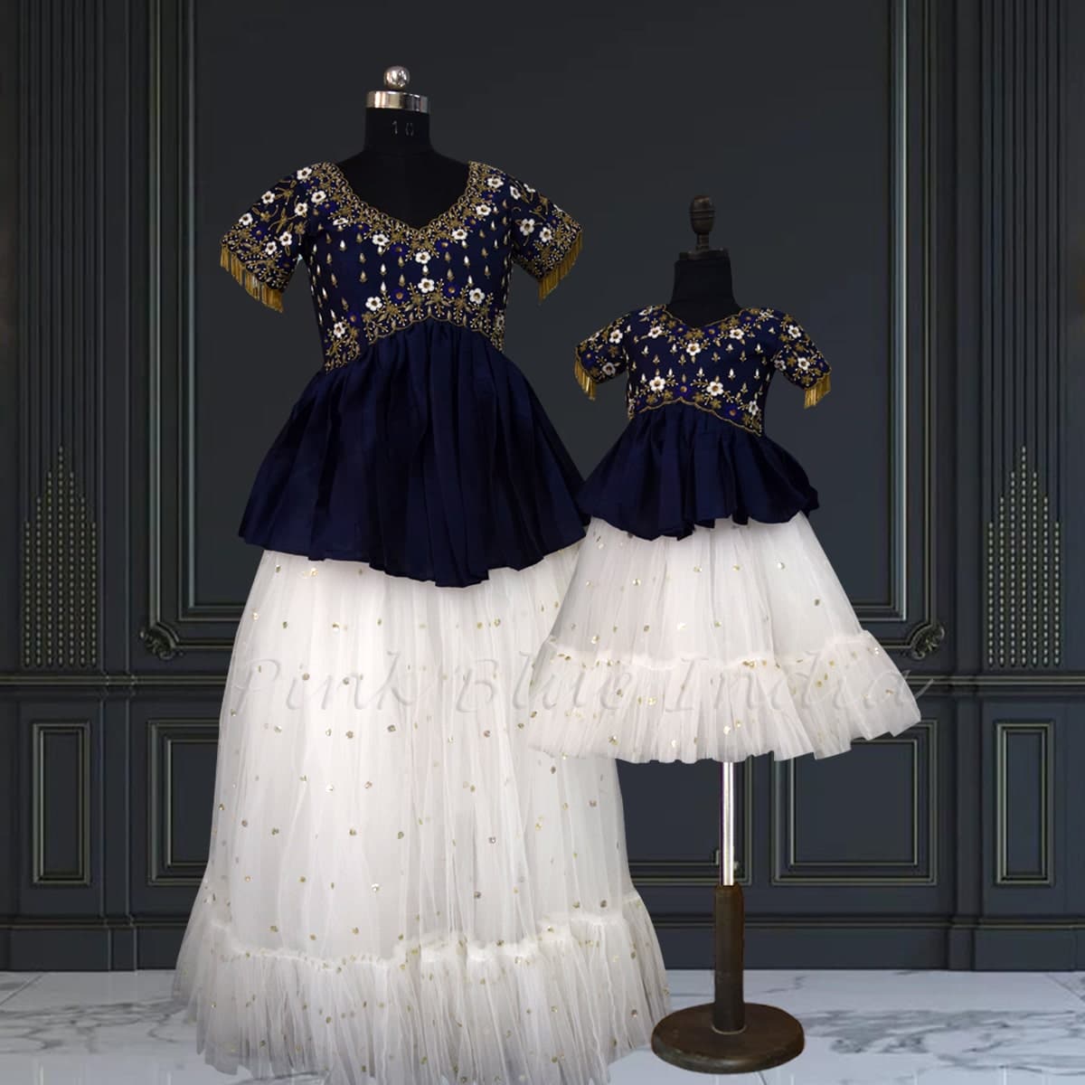 Coordinated mom-daughter peplum outfit, wedding wear, stylish & graceful