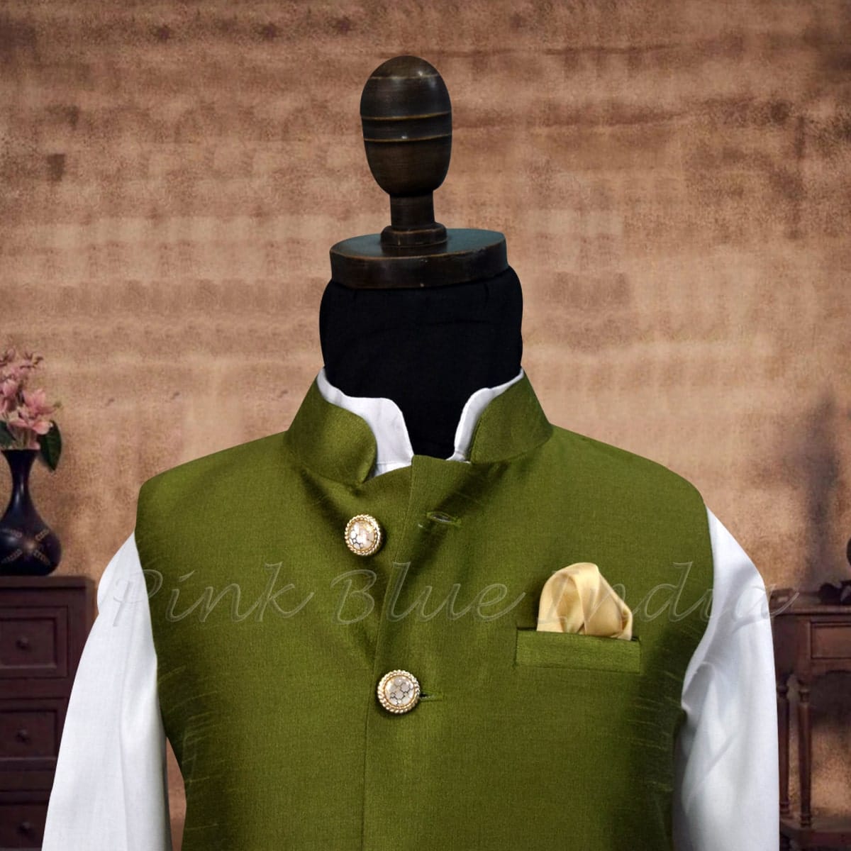 White silk kurta pajama with Nehru jacket for men, wedding, elegant & classic