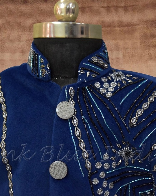 Baby boy designer velvet Jodhpuri suit, stylish wedding outfit