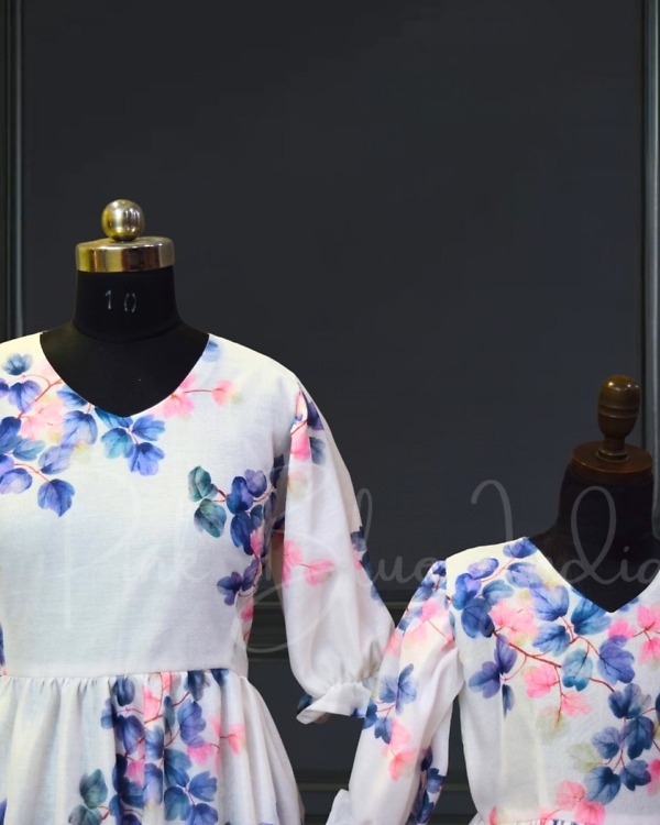 Matching floral summer dress for girl and mom, stylish festive wear