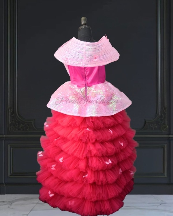 Buy Premium pink high-low structured dress for girls