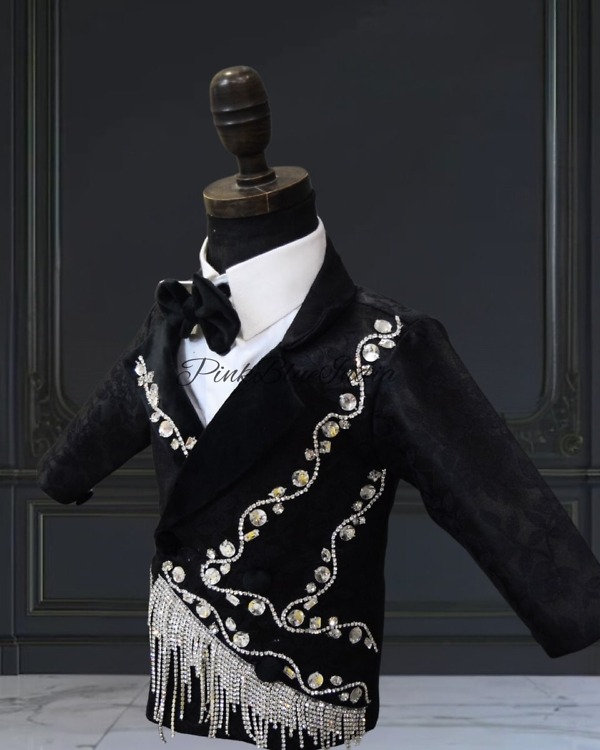 Designer party suit for 1-year-old baby boy, handwork, stylish festive wear