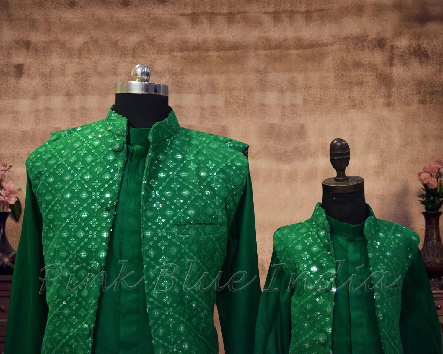 Father-son twinning kurta set, stylish mehendi festive wear