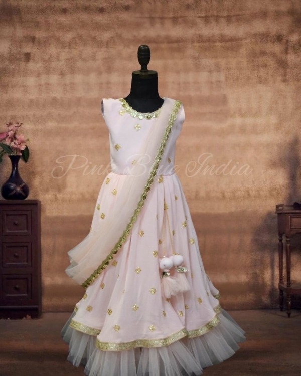 Stylish pink indo-western gown for girls, wedding party look