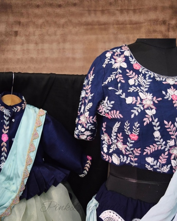 Mommy-daddy-baby coordinated ethnic outfits, stylish wedding wear