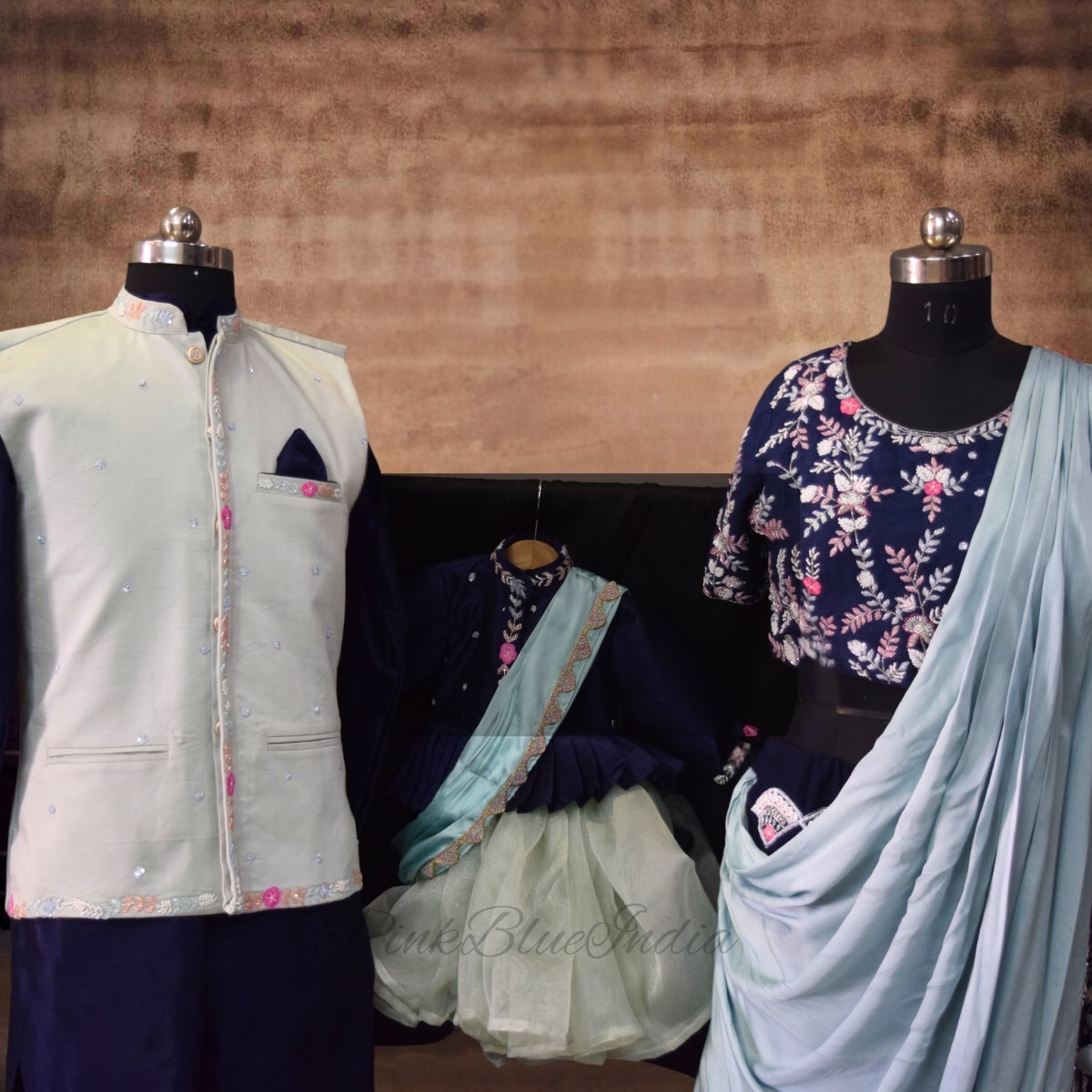 Mommy-daddy-baby ethnic matching outfits, wedding, cute family style