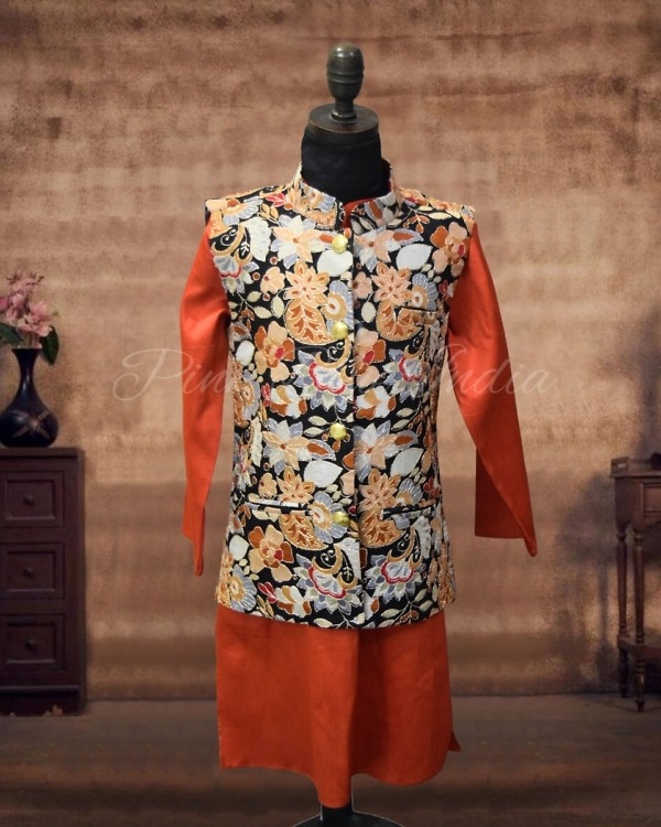 Wedding kurta pajama with jacket for baby boys, cute festive wear