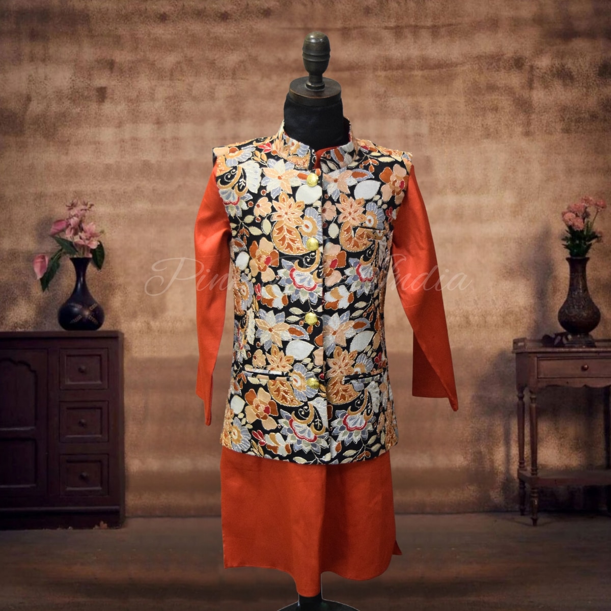 Wedding kurta pajama with jacket for baby boys, cute festive wear