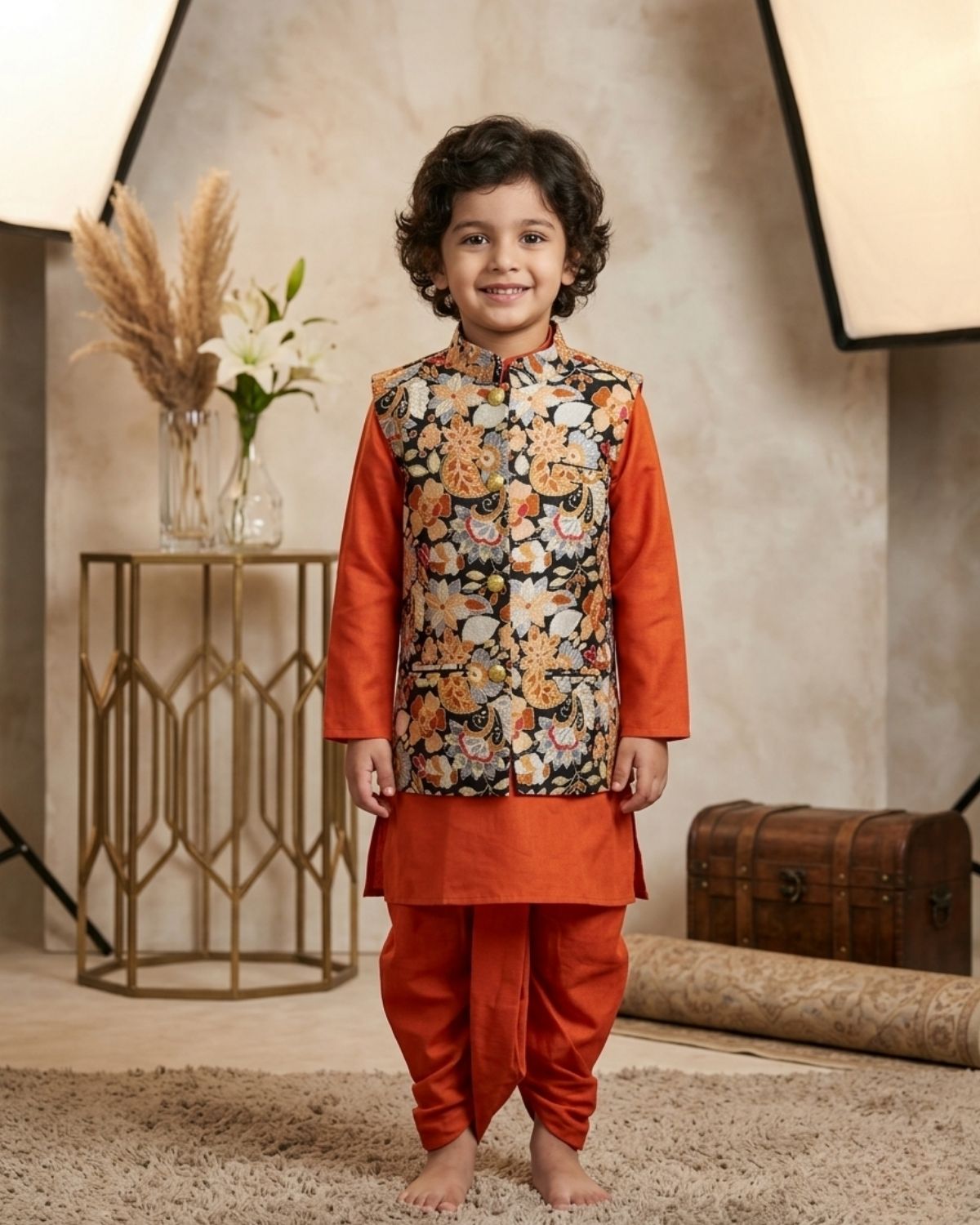 Wedding Wear Kurta Pyjama with Jacket for Baby Boys
