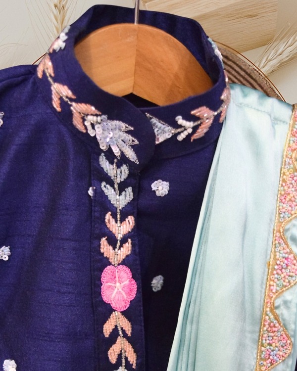 Blue Peplum Lehenga Set for Girls Party Wear Stylish Outfit Pink Blue India