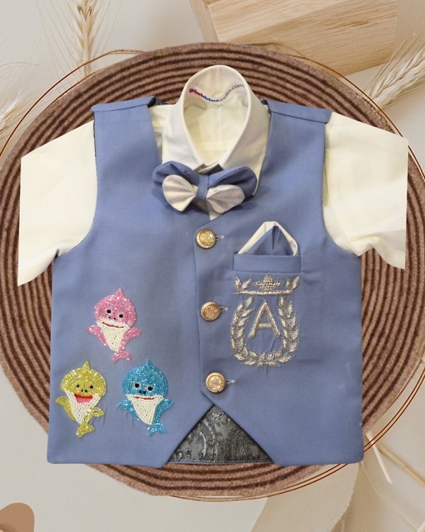 Baby Shark Theme Birthday Outfit for Kids Custom Party Wear Pink Blue India