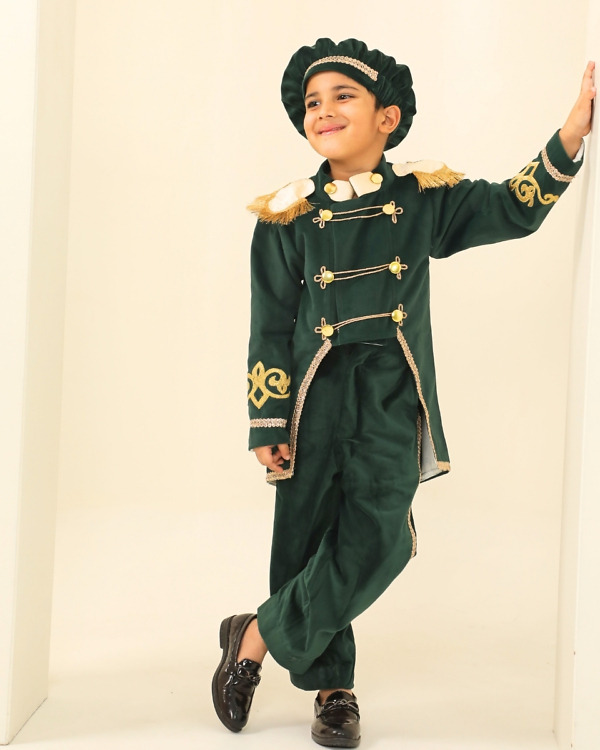 Baby Boy Green Velvet Prince Outfit Birthday Party Costume Royal Dress Pink Blue India