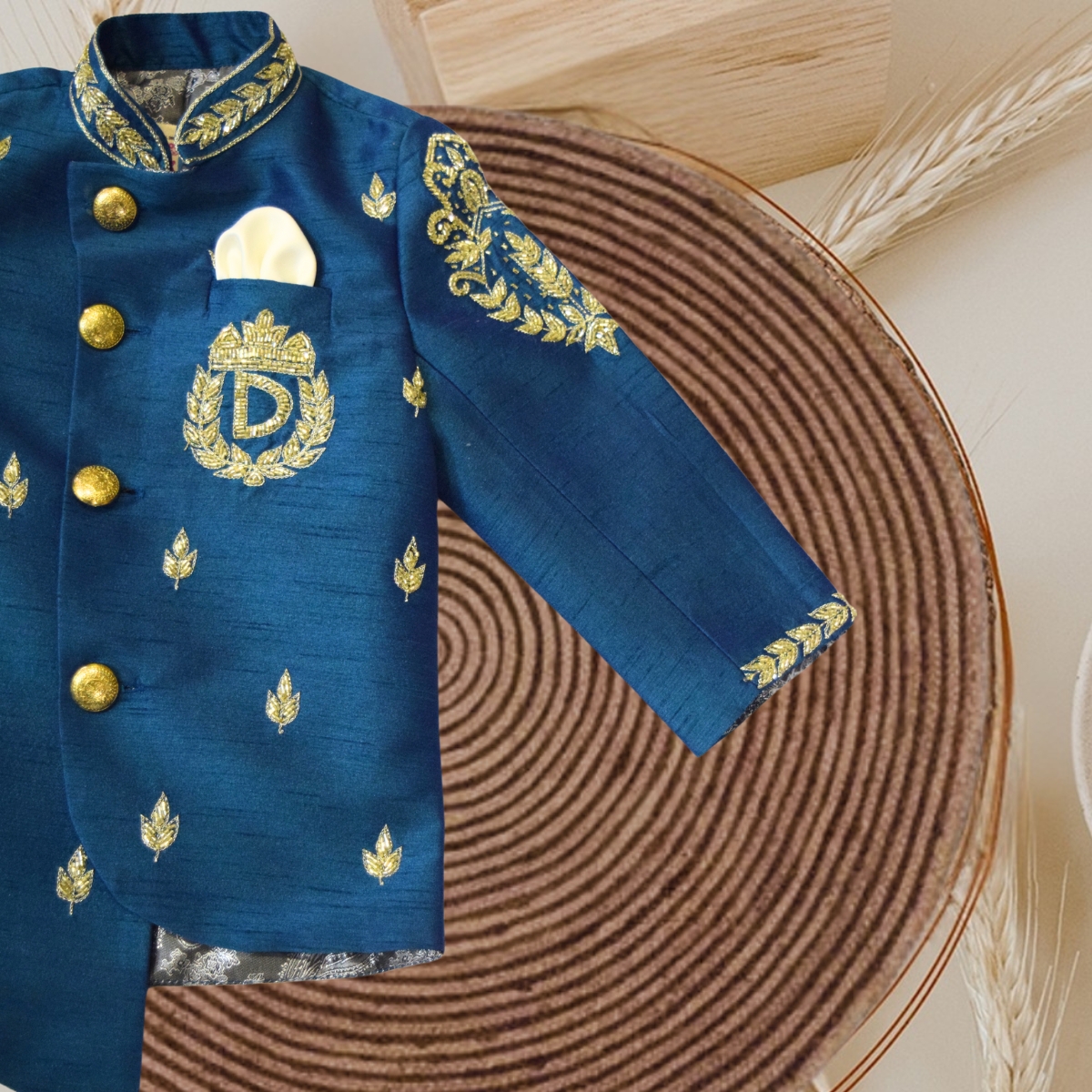 Blue Hand Work Sherwani for Kids Ethnic Wedding Wear Pink Blue India