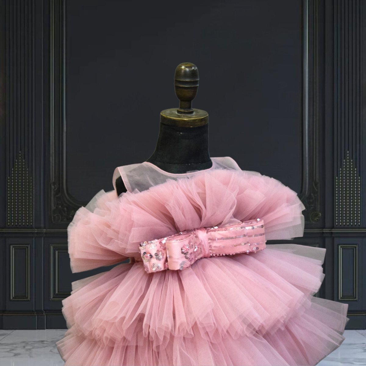 Girls Pink High Low Layered Dress Birthday Outfit Party Wear Stylish Dress Pink Blue India